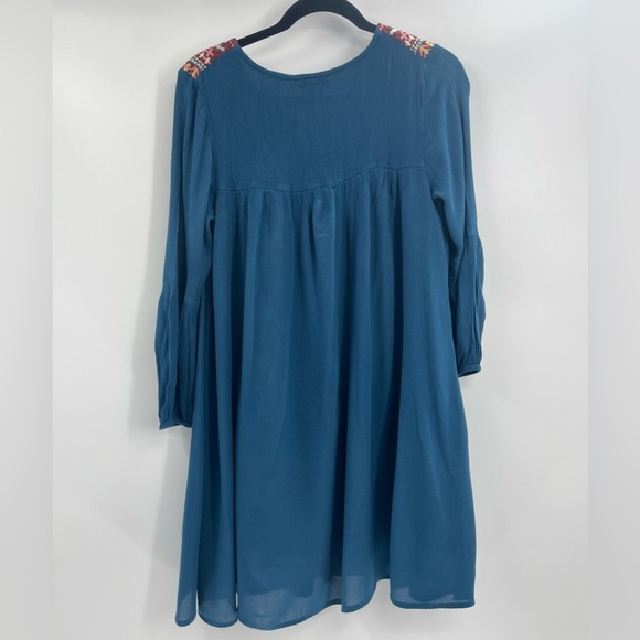 Sundance Embroidered Suelta Dress Teal Gauzy Viscose Lined Boho Chic Size Small - Picture 10 of 10